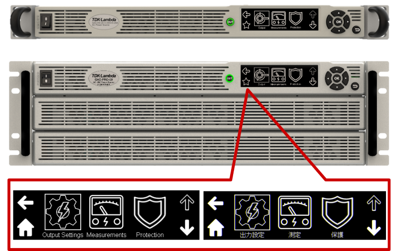 Front panel function icons